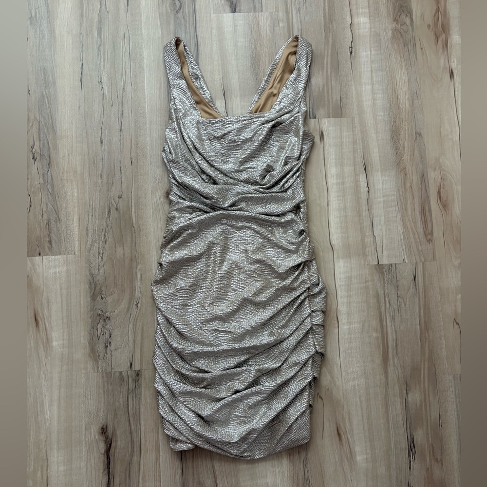 Elegant Silver Ruched Dress
